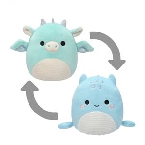 NWT -Squishmallows FlipAMallows Miles the Dragon & Lune the Loch Ness Monster 8"